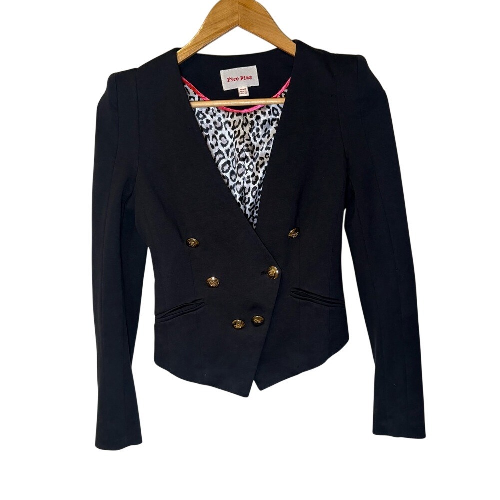 Fire Plus Cropped Double-Breasted Blazer – Leopard Lined XS - leopard‎ interior
